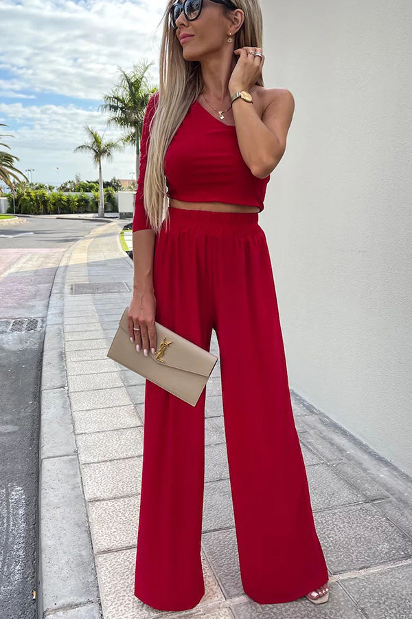 Desert Dancer One Shoulder Wide Leg Pants Suit