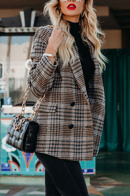 Brown Check Bird Check Coat