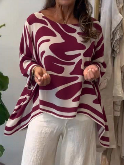 Loose-fitting Casual Printed Chiffon Top