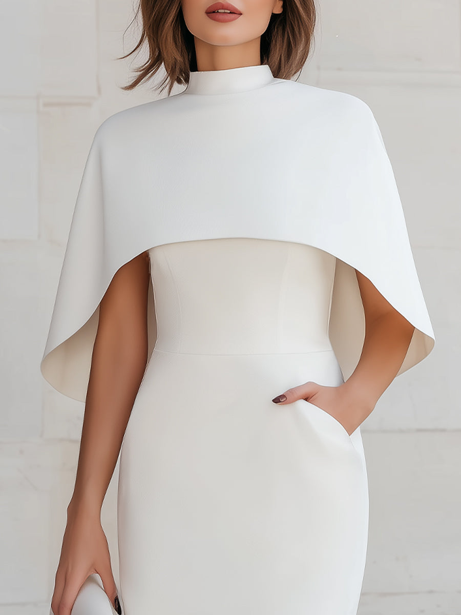 Capelet High-Neck Sleeveless Bodycon Mini Dress Two-Piece Set