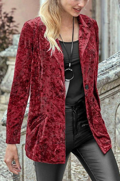 Casual Single Button Velvet Blazer