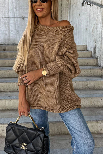 CASUAL STREET ATMOSPHERE KNIT WIDE NECK LOOSE SWEATER
