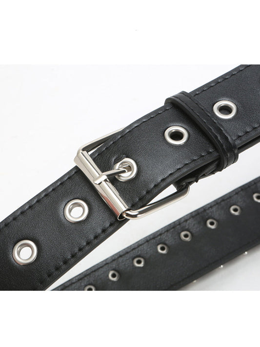 Women's Black Punk - Style Faux Leather Spike - Embellished Waist Belt MDA1645H0I