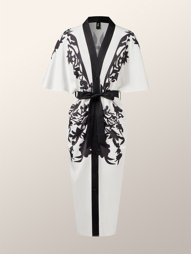 Elegant Floral Printing V Neck Midi Dress With Belt