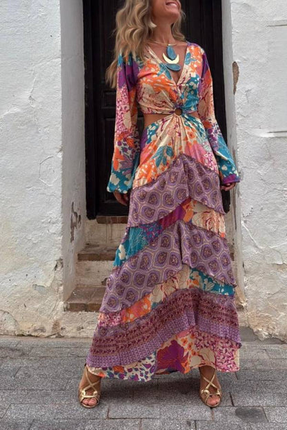 MONTANO ring dress, orange print