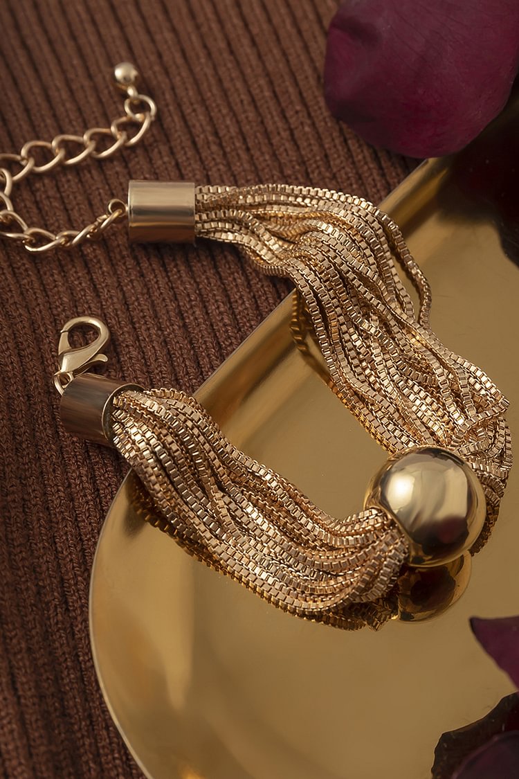 Mental Ball Tiered Chain Punk Necklace Bracelet