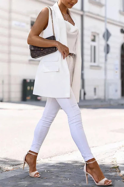 Expect The Best Flap Detail Blazer Vest