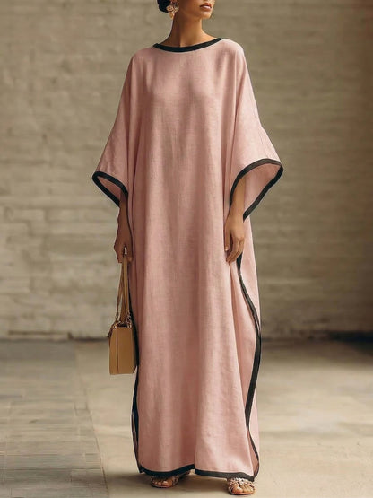 Elegant Trimmed Edge Loose Maxi Dress