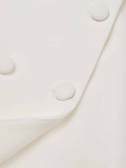 White Buckle Blazer V Neck Sleeveless A-Line Mini Homecoming Dress