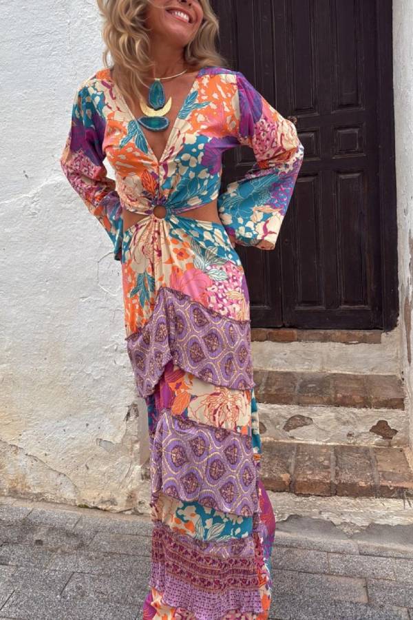 MONTANO ring dress, orange print