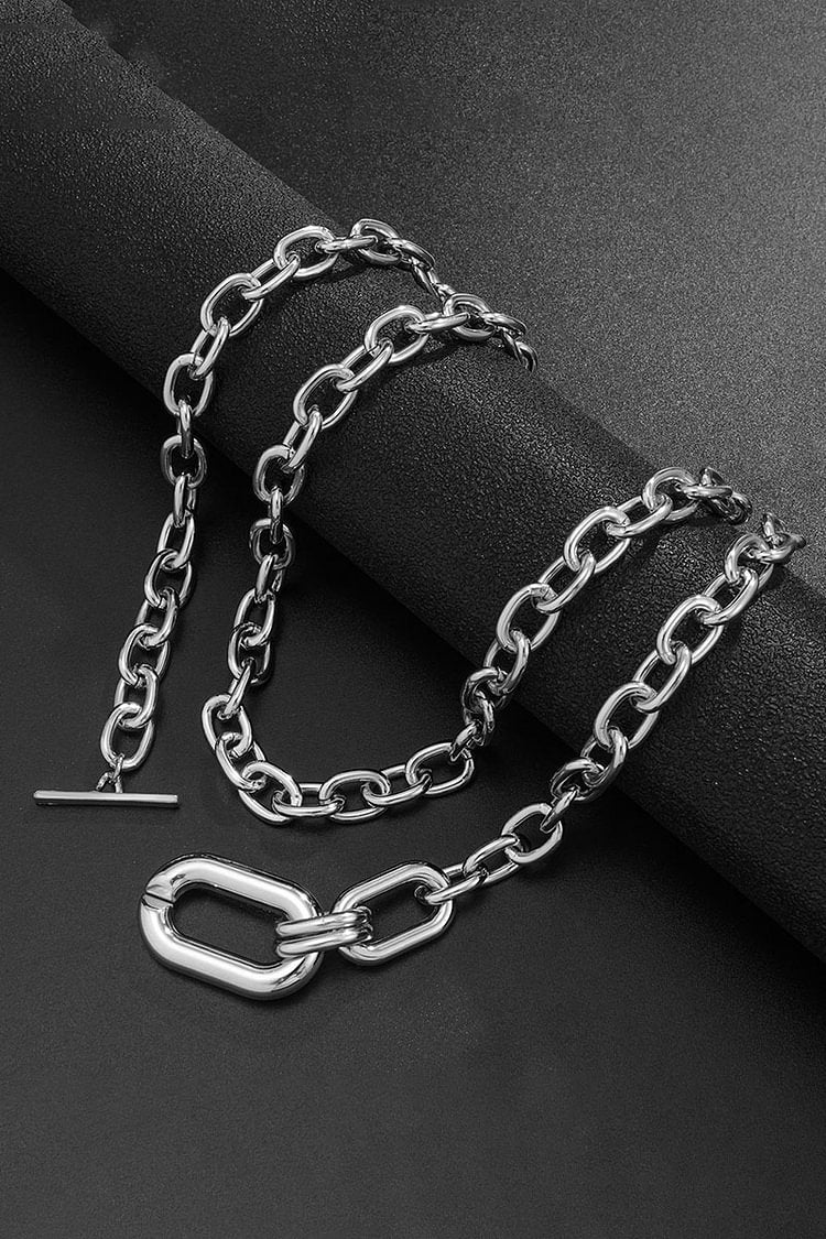 Layered Chain Metal Buckle Alloy Necklace