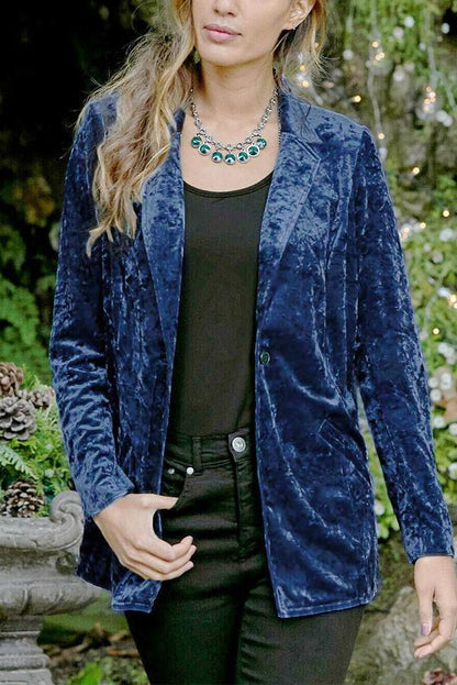 Casual Single Button Velvet Blazer