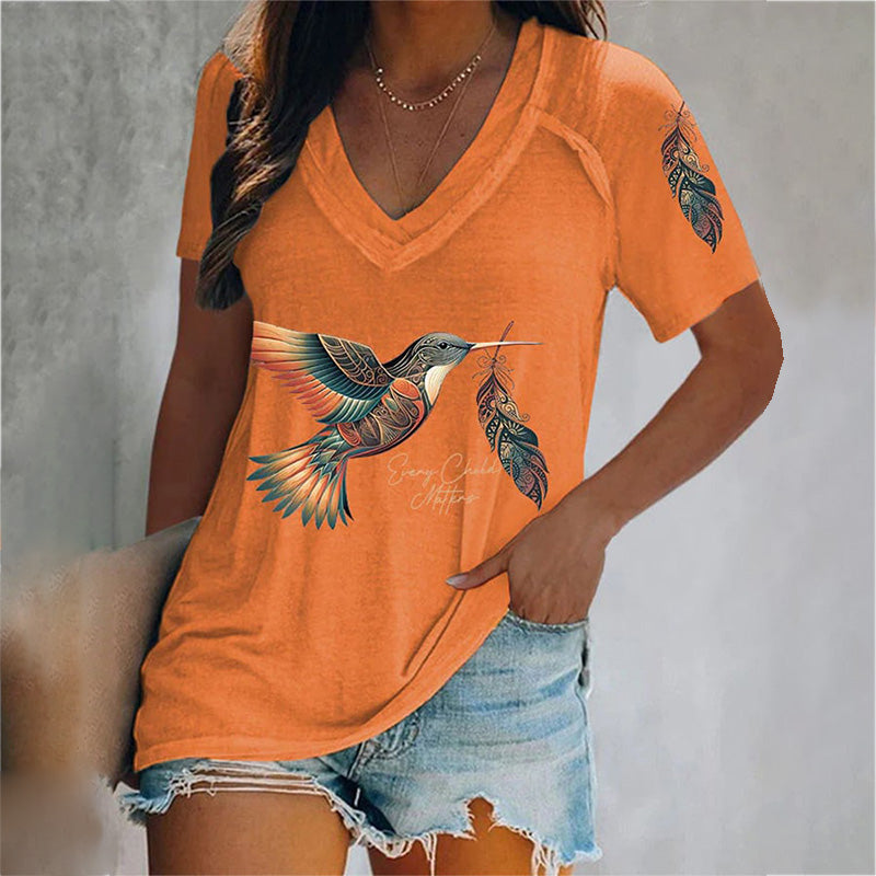 Women's Every Child Matters Print Cat Short Sleeve T-shirt 259c