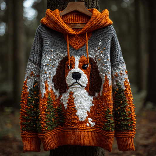 Women's Vintage Halloween Dog Embroidered Print Hoodie