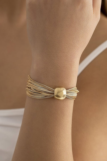 Mental Ball Tiered Chain Punk Necklace Bracelet