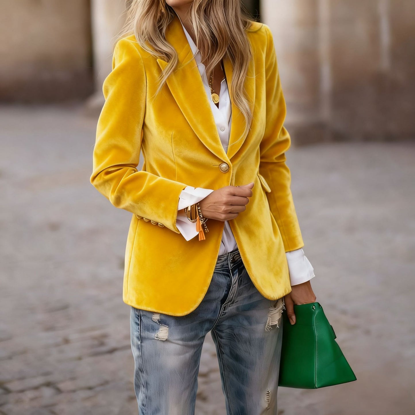 Women's Autumn and Winter Fashion Velvet Blazer