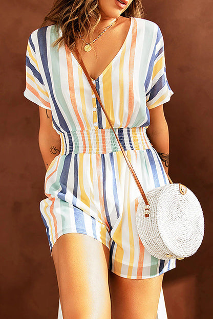 Love for A Lifetime Striped Button Romper
