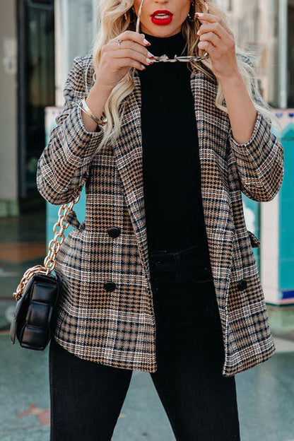 Brown Check Bird Check Coat