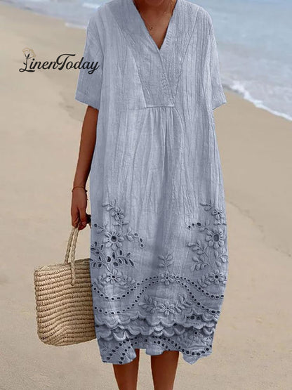 Women's Vintage Floral Pattern Art Print Flowy Dress