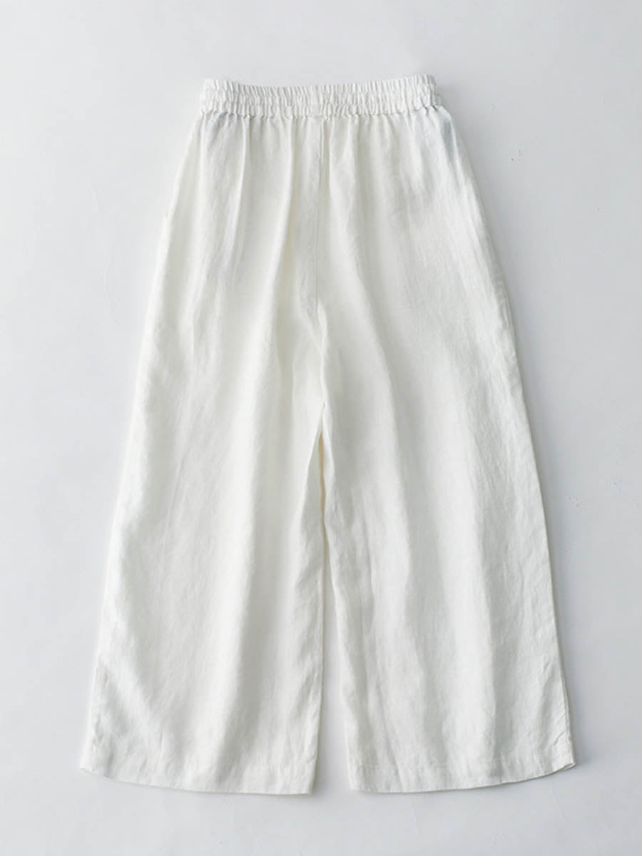 Women's Breathable Elastic Pocket Lazy Casual Cotton And Linen Loose Pants
