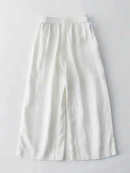 Women's Breathable Elastic Pocket Lazy Casual Cotton And Linen Loose Pants