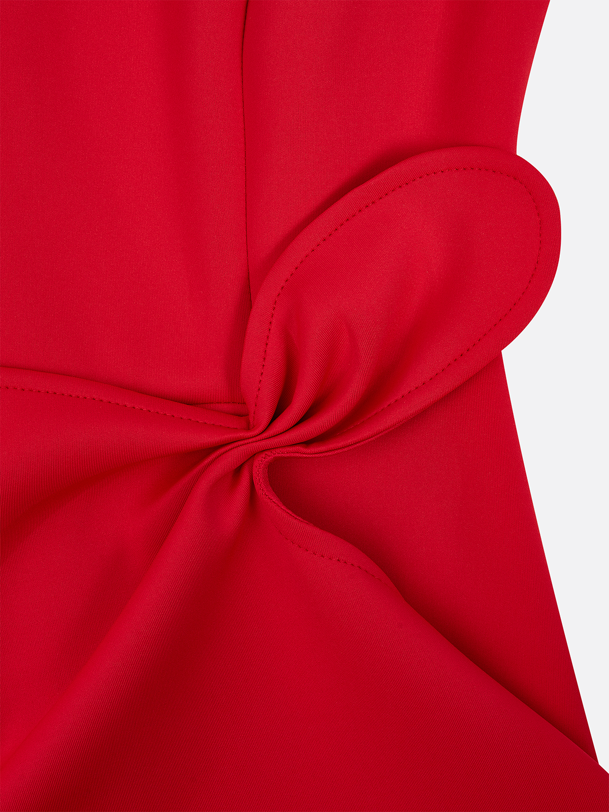 Red Sleeveless Midi Dress Elegant Ruched Waist & Flounce Hem for Weddings and Parties