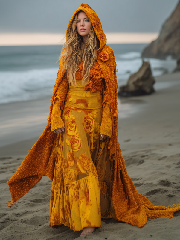 Autumn contrast vintage cloak+dress set e0a4