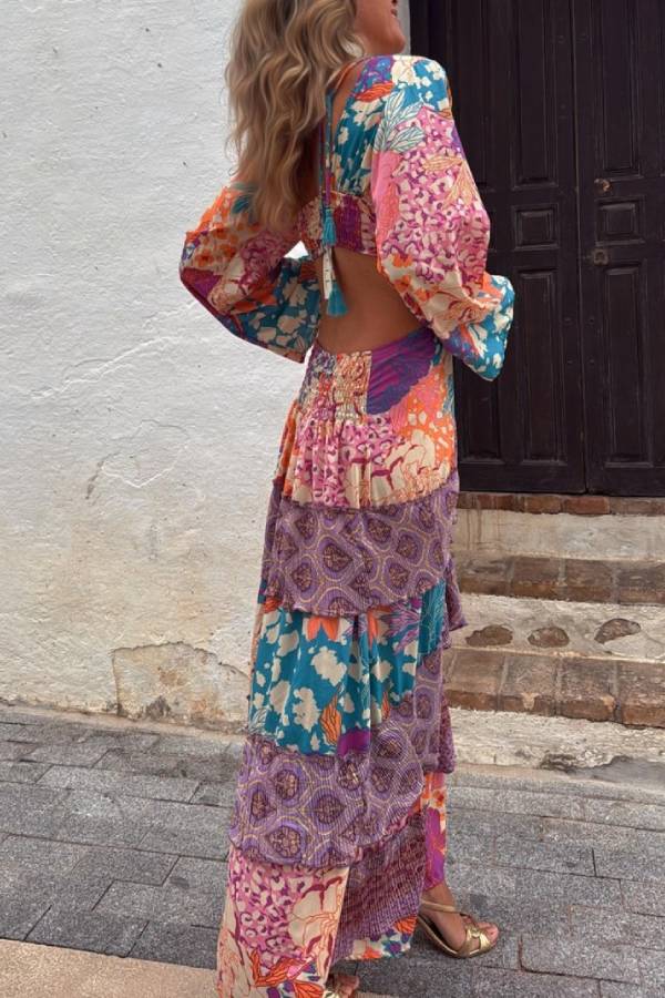 MONTANO ring dress, orange print