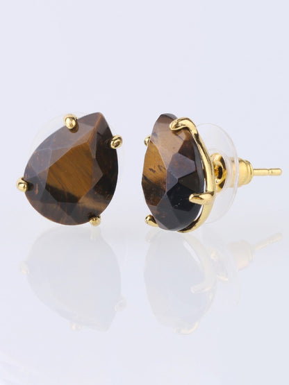 Women's Bohemian Natural Crystal Stone Cut Water Drop Earrings