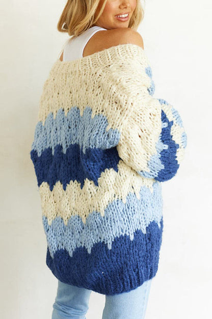 Blue Wave Gradient Knit Cardigan