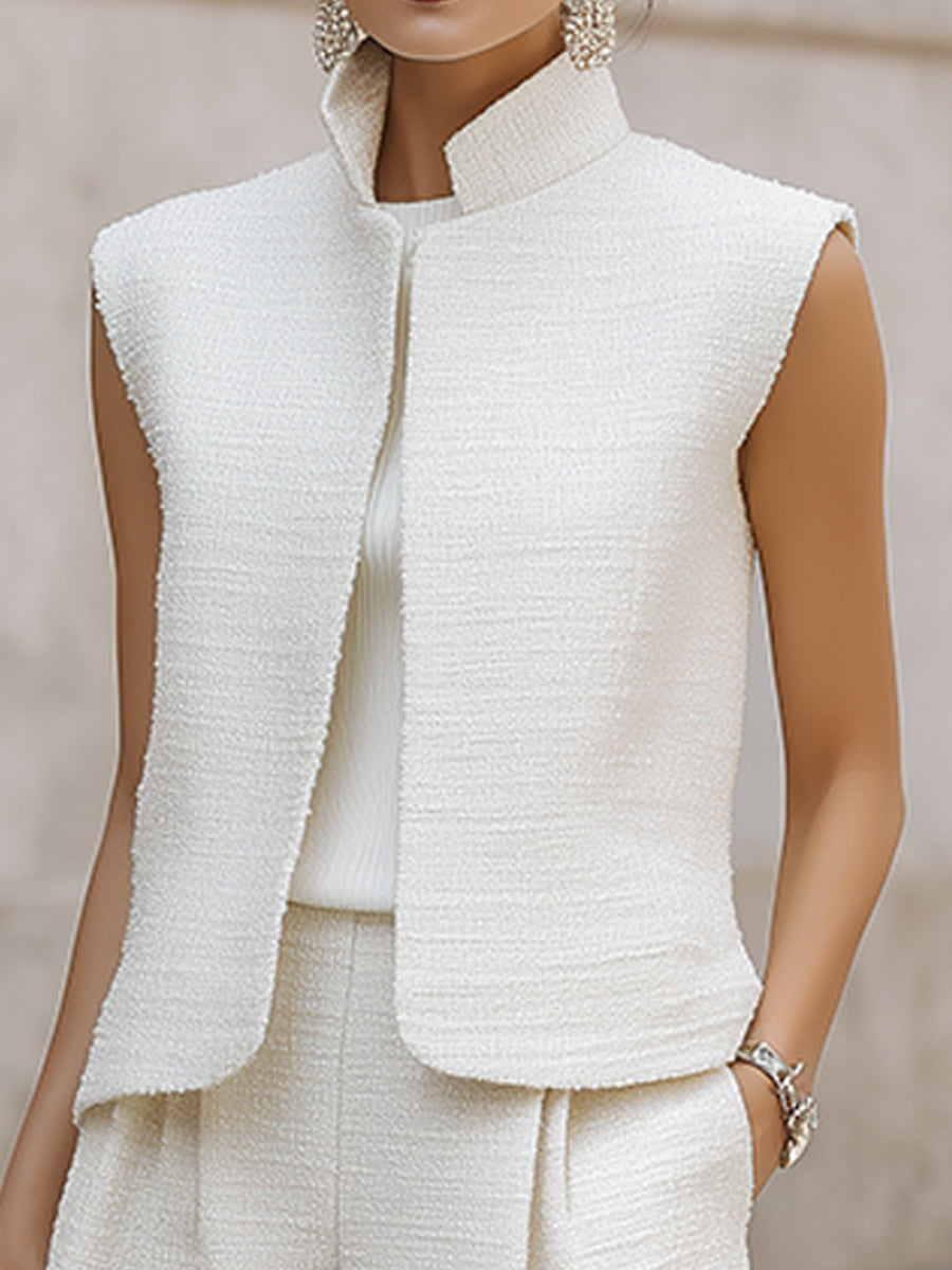 Sleeveless Vest & Wide-Leg Cropped Trousers Two-Piece Set