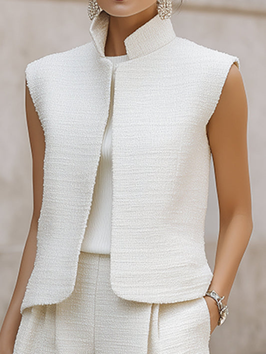 Sleeveless Vest & Wide-Leg Cropped Trousers Two-Piece Set