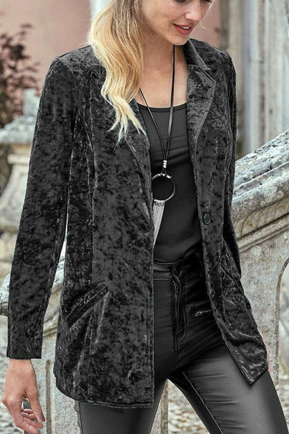 Casual Single Button Velvet Blazer