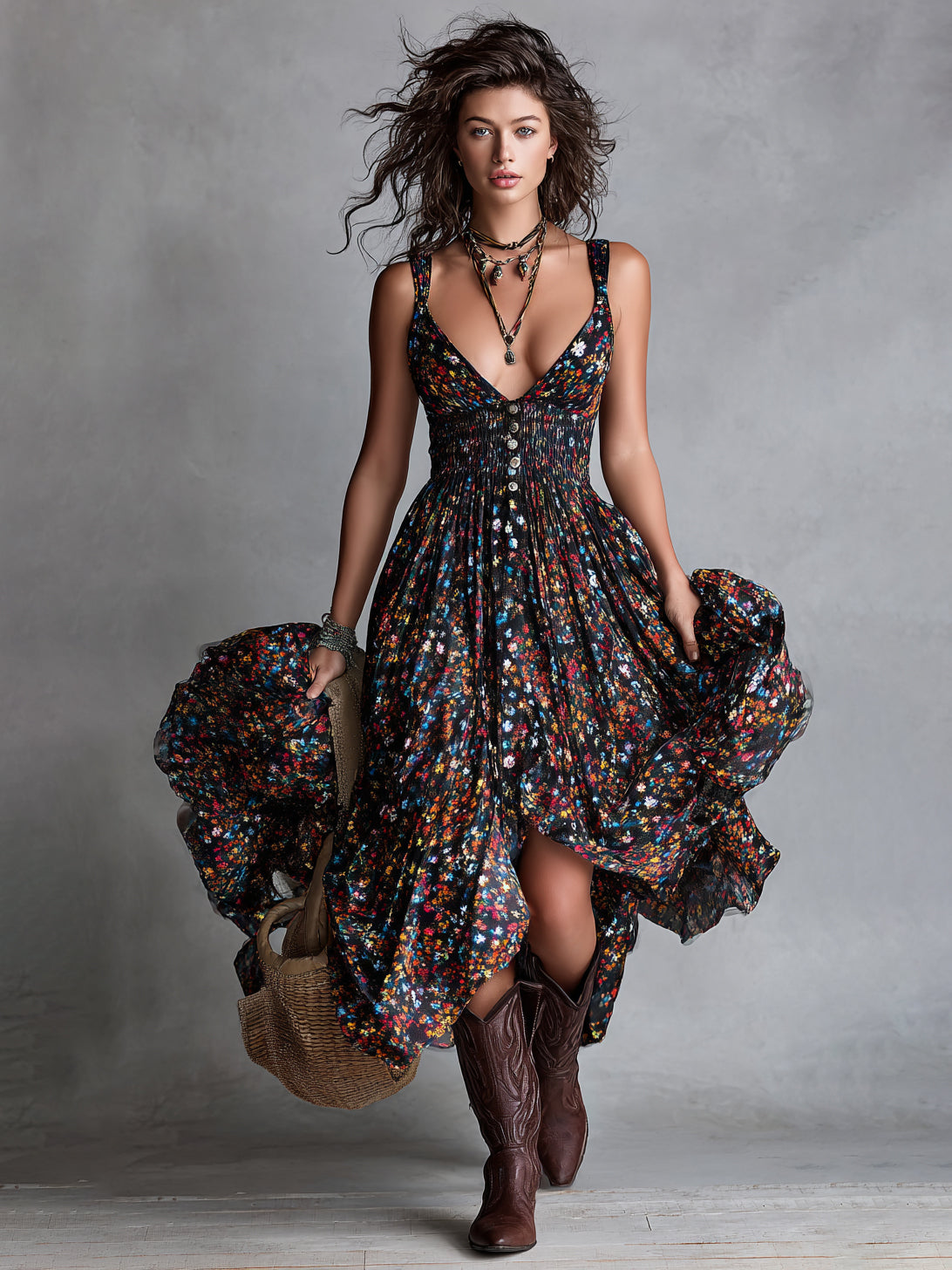 Women's Floral V-Neck Dress