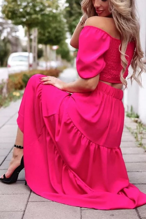 Lifetime Chance Smocked Top Button Dress Suit