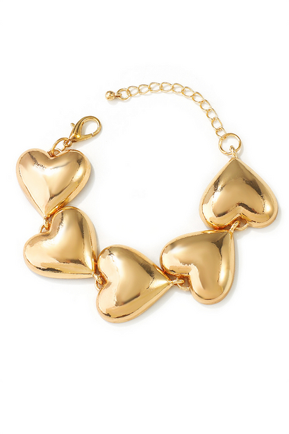 Heart-Shaped Alloy Fashionable Chain Bracelet-Gold
