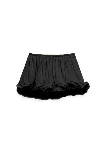 Delicate Romantic Drama Chiffon Wavy Ruffles Elastic Waist Loose Shorts