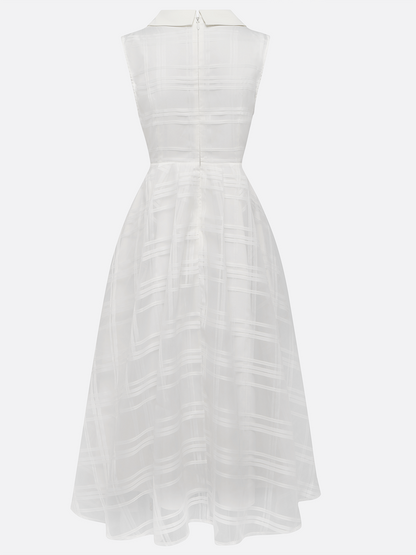 White Shirt Dress Shirt Collar Sleeveless A-Line Midi Dress