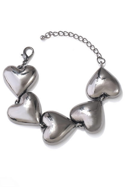 Heart-Shaped Alloy Fashionable Chain Bracelet-Gold