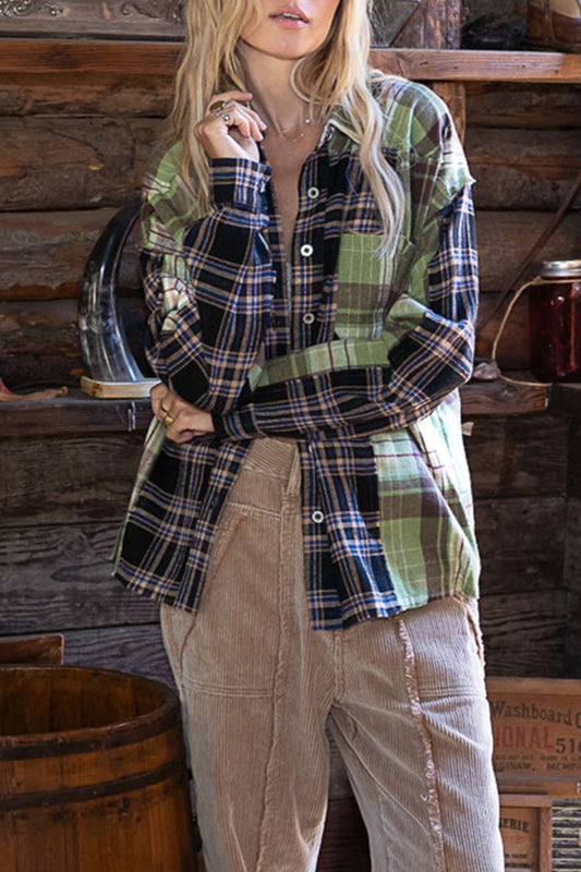 Check Single-breasted Button Casual Shirt