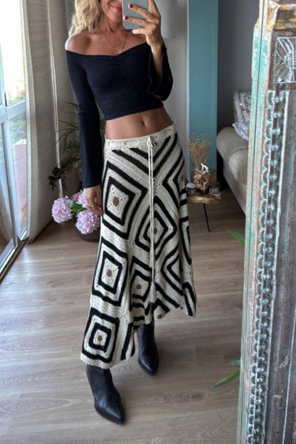 ANAIS asymmetrical skirt, beige/black