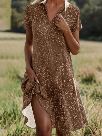 Women's Polka-dot Art Print Casual Loose Elegant V-neck Dress