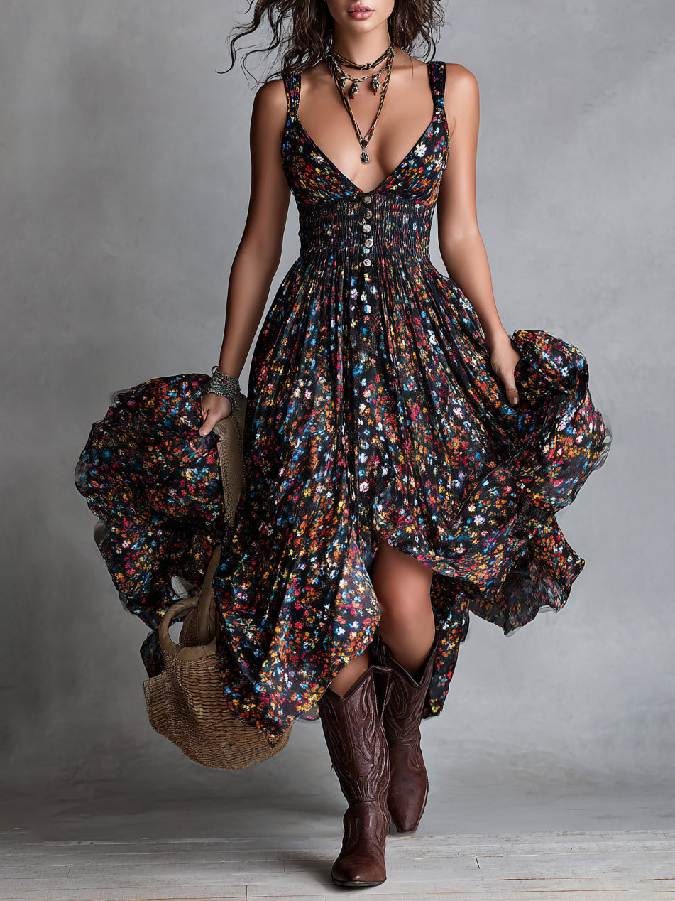 Women's Floral V-Neck Dress
