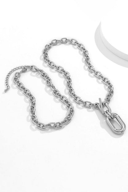 Layered Chain Metal Buckle Alloy Necklace