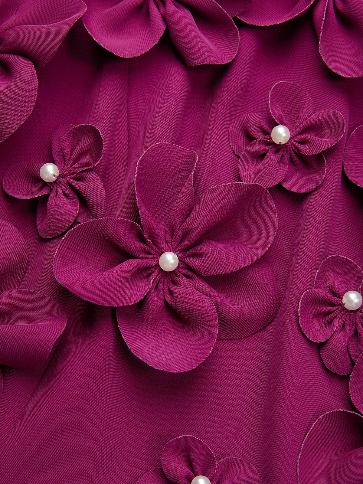 Purple 3D Floral Classic Crew Neck Sleeveless Mermaid Floor-length Gown Dress
