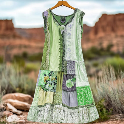 Women's Vintage Floral Lace Patch Comfort Dress 1e2e