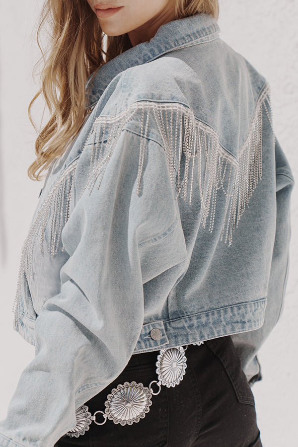 Long Sleeve Fringed Chain Fitted Jacket