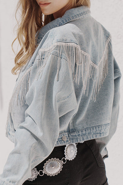 Long Sleeve Fringed Chain Fitted Jacket