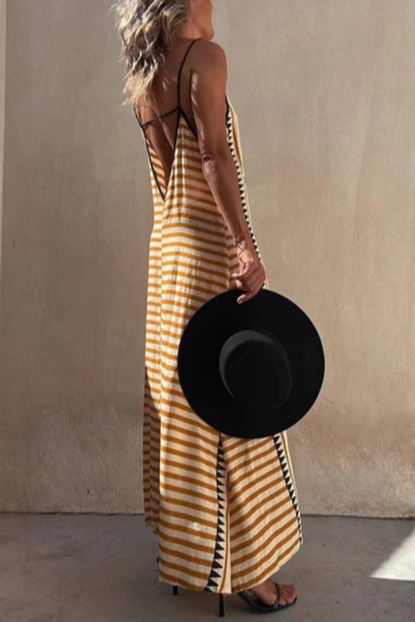 Ethnic Print Strappy Maxi Dress