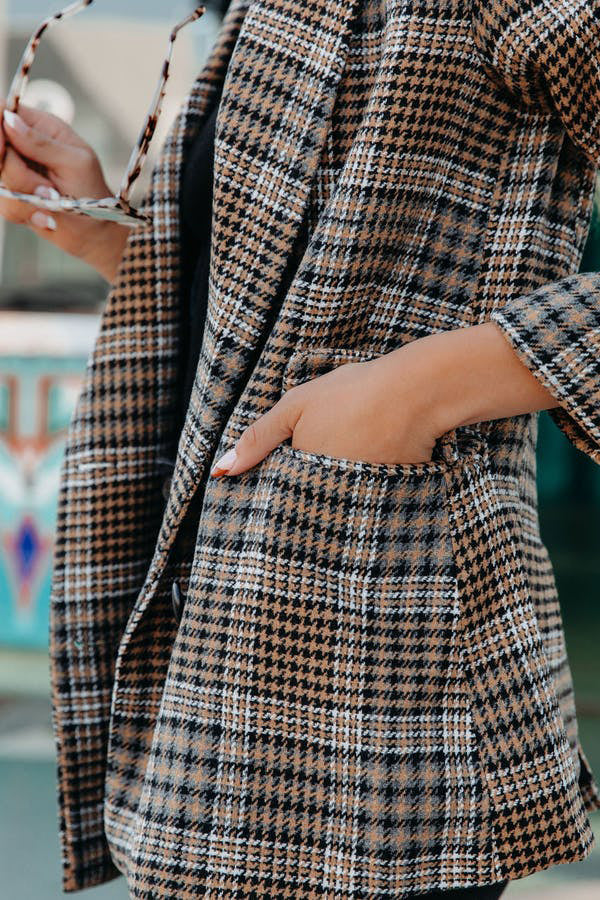 Brown Check Bird Check Coat